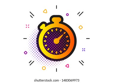 Stopwatch symbol. Halftone circles pattern. Timer icon. Time management sign. Classic flat timer icon. Vector
