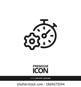 Símbolo de Stopwatch Icono de la línea Vector, ilustración de la aplicación móvil. Diseño sencillo y moderno. Color negro.