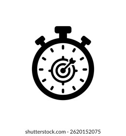 Stopwatch with Target Center Icon Black Filled Icon