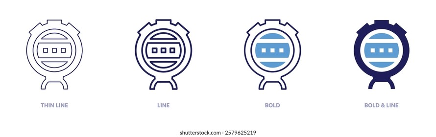 Stopwatch team holder icon in 4 different styles. Thin Line, Line, Bold, and Bold Line. Duotone style. Editable stroke.