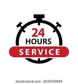 Stopwatch and Text Logo Full Time Service Icon.