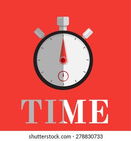 Stopwatch with text "Time" on red background