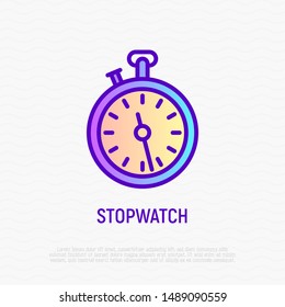 Stopwatch thin line icon. Sport equipment for measuring. Countdown. Vector illustration.