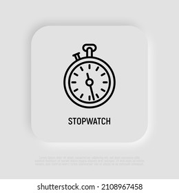 Stopwatch thin line icon. Sport equipment for measuring. Countdown. Vector illustration.