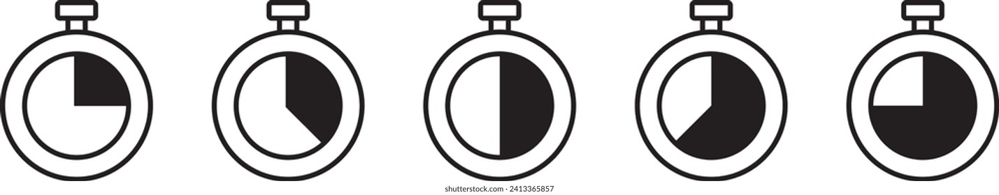 Stopwatch, Time icons collection. Clock icon. Vector illustration