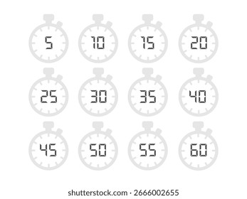 Material del conjunto de ilustración de tiempo de cronómetro
