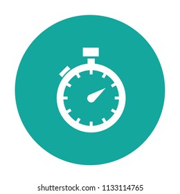 Stopwatch time measuring vector icon on blue background