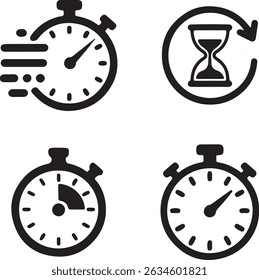 
Stopwatch Time Progress Icon Set Vector