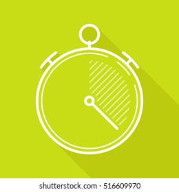 Stopwatch. Time. Vector, contour icon. Lime Background