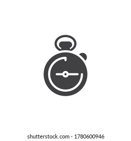 Stopwatch time vector icon. filled flat sign for mobile concept and web design. Chronometer glyph icon. Symbol, logo illustration. Vector graphics