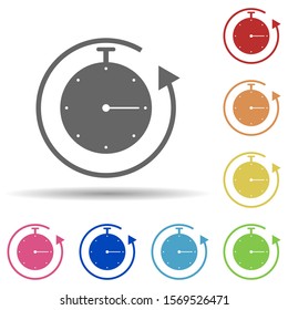 Stopwatch, timeframe, arrow in multi color style icon. Simple glyph, flat vector of business icons for ui and ux, website or mobile application