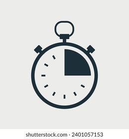 Stopwatch timer 15 seconds or minutes icon. Time Clock Icon. Vector