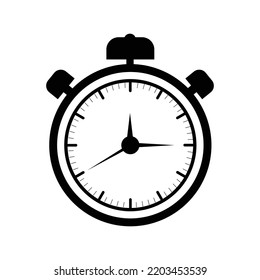 Stopwatch timer alarm clock icon | Black Vector illustration |