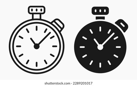 Stopwatch timer basic line shape icon vector flat illustration
