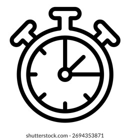 Temporizador cronômetro com botões ícone de linha, conceito de medição de tempo. Gráficos vetoriais. Relógio despertador com setas sinal em fundo branco, ícone de estilo de contorno para design móvel ou web