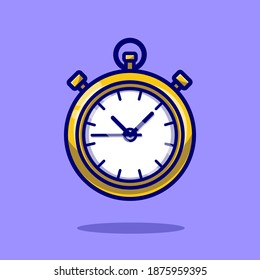 Stopwatch Timer Cartoon Vector Icon Illustration. Clock Object Icon Concept Isolated Premium Vector. Flat Cartoon Style