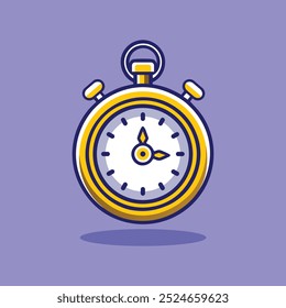 Stopwatch Timer Cartoon Vector Icon Illustration.