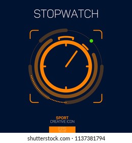 Stopwatch Timer creative line icon orange