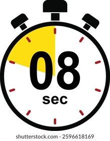 Stopwatch and Timer icon. 10 second countdown timer sign. Cooking time vector. Countdown timer symbol isolated on transparent background. Deadline related icon. Vector illustration.