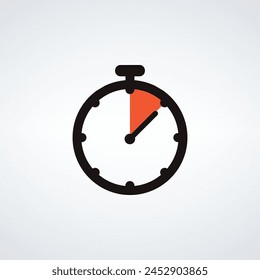 Stopwatch or timer icon, 5 seconds. Chronometer, deadline time interval sign. Time measurement Stock vector illustration isolated on white background.