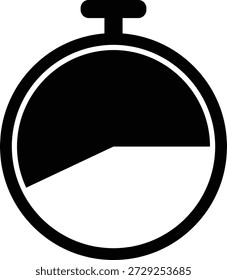 Ícone de cronômetro de cronômetro com símbolo simples de design preto e branco