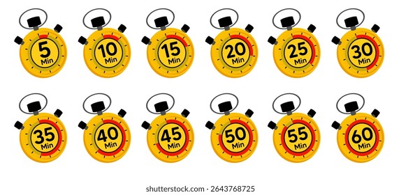 Stopwatch timer icon collection Set of stopwatch countdown icons Deadline icons
