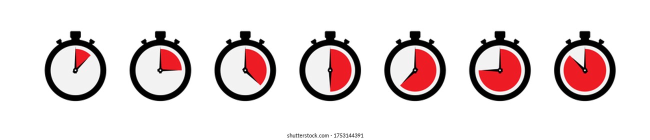 Stopwatch timer icon set. Vector eps10