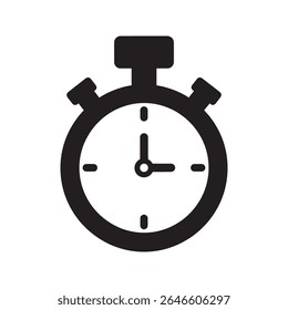 Stopwatch timer icon for time measurement in sports competition and project deadlines a tool for precise countdown and tracking seconds or minutes vector solid glyph icon