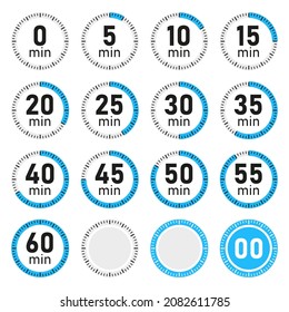 Stopwatch Timer Icons Set on White Background. Vector