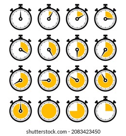Stopwatch Timer Icons Set on White Background. Vector