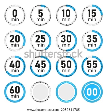 Stopwatch Timer Icons Set on White Background. Vector