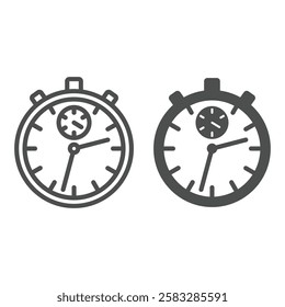 Stopwatch timer line and solid icon, sport game concept. Vector graphics. Clock watch sign on white background, outline style icon for mobile or web design