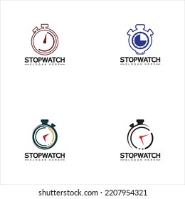 Stopwatch timer logo design vector icon symbol illustration template