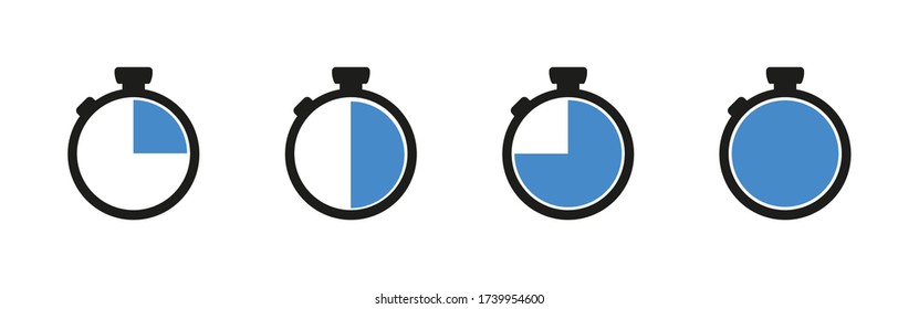 Stopwatch timer set isolated flat icon. Vector illustration for wab