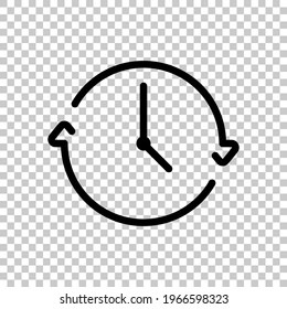Stopwatch or timer, simple icon. Black editable linear symbol on transparent background