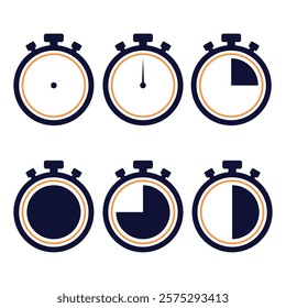 Stopwatch Timers Set Vector Illustration