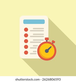 Stopwatch is timing the completion of a checklist with a long shadow behind