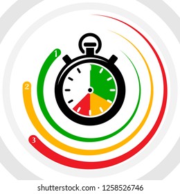 Stopwatch top three leader chart infographic countdown vector illustration