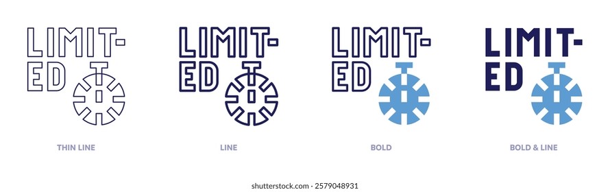 Stopwatch tracker icon in 4 different styles. Thin Line, Line, Bold, and Bold Line. Duotone style. Editable stroke.