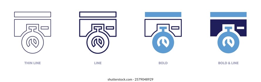 Stopwatch trends icon in 4 different styles. Thin Line, Line, Bold, and Bold Line. Duotone style. Editable stroke.