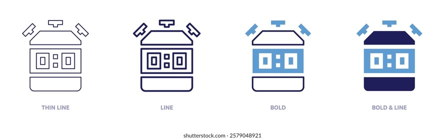 Stopwatch tutorial icon in 4 different styles. Thin Line, Line, Bold, and Bold Line. Duotone style. Editable stroke.