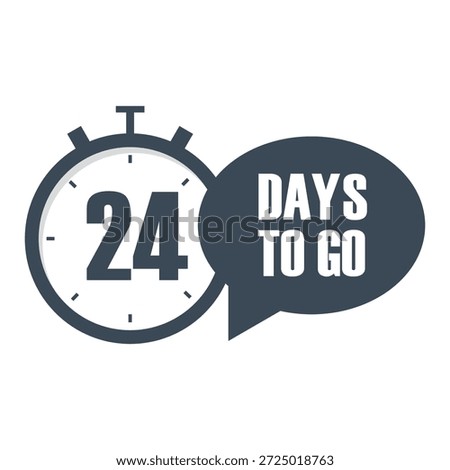 Stopwatch twenty four 24. Countdown Vector timer. Twenty four 24 days. Advertising announcement text. EPS 10.