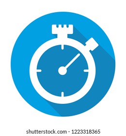 stopwatch vector blue icon in modern flat style isolated. Symbol stopwatch is good for your web design.