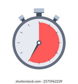 Stopwatch vector color icon. Vector color illustration. Chronometer with time limit factor, deadline concept flat icon. Flat Design Stopwatch. 35 seconds or minutes.