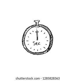 stopwatch vector doodle sketch isolated on white background