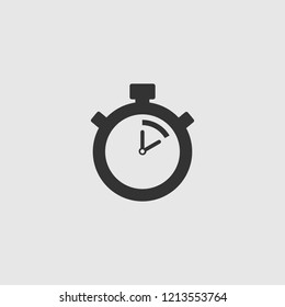 Stopwatch Vector Icon. The 10 seconds, minutes stopwatch icon on gray background. Clock and watch, timer, countdown symbol. EPS 10 vector.