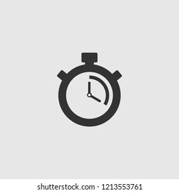 Stopwatch Vector Icon. The 20 seconds, minutes stopwatch icon on gray background. Clock and watch, timer, countdown symbol. EPS 10 vector.