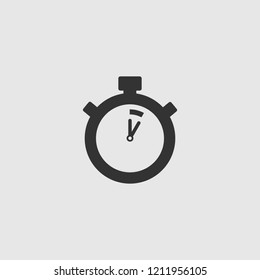 Stopwatch Vector Icon. The 5 seconds, minutes stopwatch icon on gray background. Clock and watch, timer, countdown symbol. EPS 10 vector.