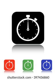 stopwatch vector icon - black and colored buttons