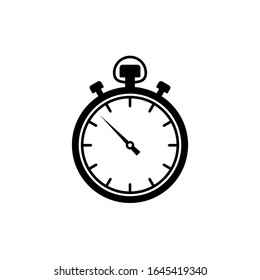 Icono de vector de Stopwatch. Ilustración negra aislada en fondo blanco para diseño gráfico y web. Icono de esquema de Stopwatch. Icono de vector de línea simple del reloj del temporizador.